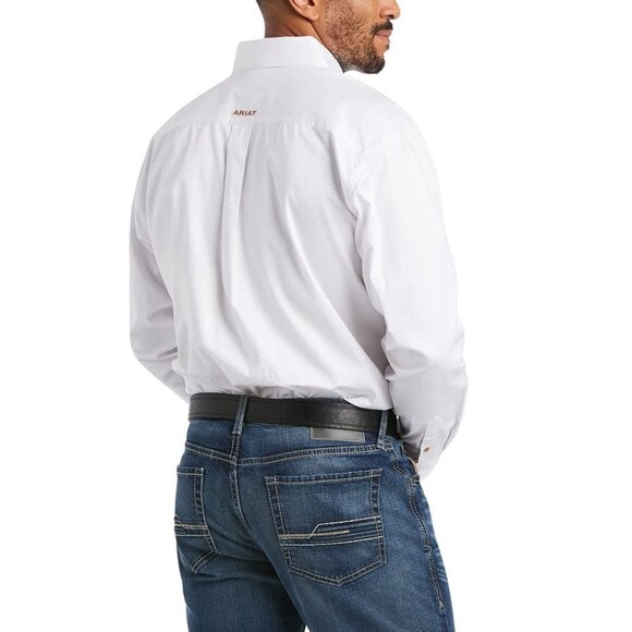 NWT Ariat Mens Medium Solid White Twill Long Sleeve Button Up Shirt - Picture 2 of 6